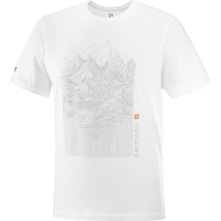 Camiseta Salomon Outlife Gráficas Mountain Curta Sleeve Masculino Branco | PT P29751